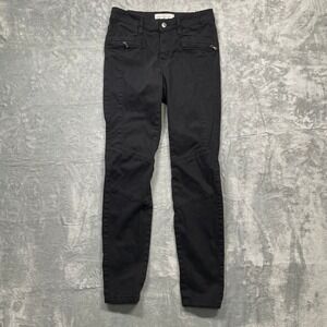 H&M L.O.G.G. Skinny Moto Pants‎ Women Size 6 Black Ankle Zip Biker Cotton